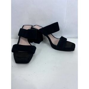 Zara black slip on high heel size 37 shoes US 7 suede sandals